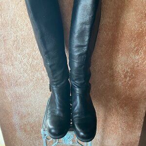 Anthropologie tall women's black leather riding style boots EUC, 9M